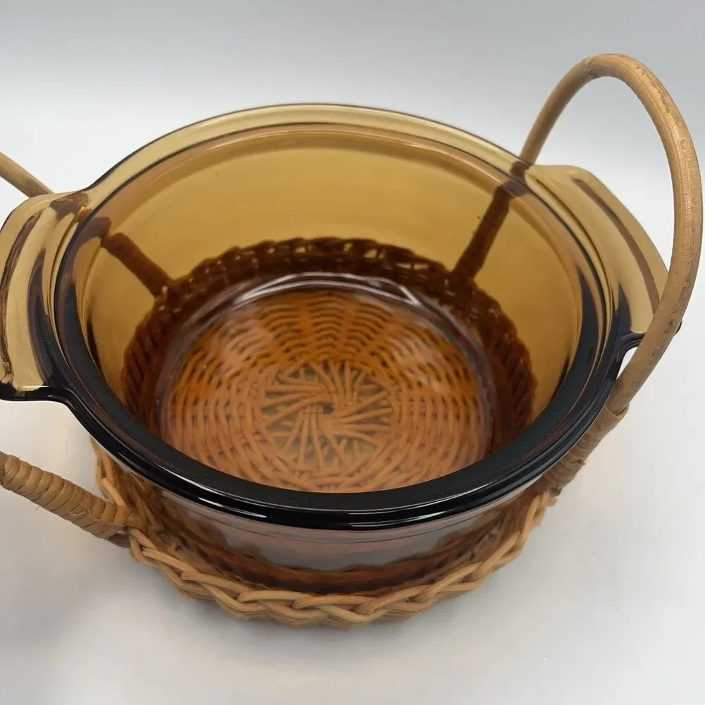 Anchor Hocking Fire King 1436 Brown 1Q Casserole Dish USA With Lid Ribbed VTG